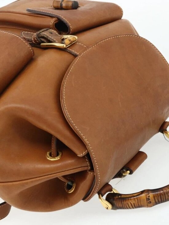 GUCCI Bamboo Backpack Leather Brown Gold 003 58 0016 Auth main image 5